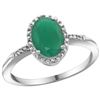 Image 1 : Natural 1.5 ctw Emerald & Diamond Engagement Ring 14K White Gold - REF-32M7H