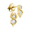 Image 1 : 0.25 CTW Diamond 2-stone Hearts Together Stud Earrings 14KT Yellow Gold - REF-30M2H
