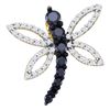 Image 1 : 0.50 CTWBlack Color Diamond Dragonfly Insect Bug Flying Pendant 10KT Yellow Gold - REF-30X2Y
