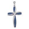 Image 1 : 0.25 CTW Blue Color Diamond Cross Pendant 10KT White Gold - REF-26W9K