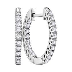 0.25 CTW Diamond Hoop Earrings 10KT White Gold - REF-37W5K