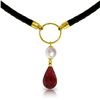 Image 1 : Genuine 10.80 ctw Ruby & Pearl Necklace Jewelry 14KT Yellow Gold - REF-64K4V