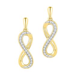 0.10 CTW Diamond Infinity Dangle Earrings 10KT Yellow Gold - REF-12Y2X