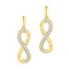Image 1 : 0.10 CTW Diamond Infinity Dangle Earrings 10KT Yellow Gold - REF-12Y2X