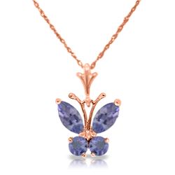 Genuine 0.60 ctw Tanzanite Necklace Jewelry 14KT Rose Gold - REF-27M5T