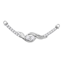 0.33 CTW Diamond 2-stone Hearts Together Bar Pendant 14KT White Gold - REF-44W9K