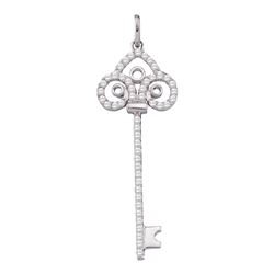 0.50 CTWDiamond Trefoil Key Love Pendant 10KT White Gold - REF-37F5N