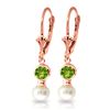 Image 1 : Genuine 5.2 ctw Peridot & Pearl Earrings Jewelry 14KT Rose Gold - REF-35T9A