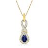 Image 1 : 0.64 CTW Pear Created Blue Sapphire Solitaire Pendant 10KT Yellow Gold - REF-16H4M