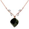 Genuine 15.52 ctw Black Spinel & Diamond Necklace Jewelry 14KT Rose Gold - REF-36R9P