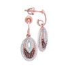 0.33 CTW Red Color Diamond Oval Dangle Screwback Earrings 10KT Rose Gold - REF-40W4K