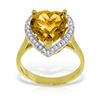 Genuine 3.24 ctw Citrine & Diamond Ring Jewelry 14KT Yellow Gold - REF-66A9K