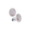 0.25 CTW Diamond Oval Rose-tone Cluster Earrings 10KT White Gold - REF-26W9K