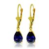 Genuine 3 ctw Sapphire Earrings Jewelry 14KT Yellow Gold - REF-36M9T