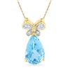 2.55 CTW Pear Created Blue Topaz Butterfly Bug Diamond Pendant 10KT Yellow Gold - REF-16M4H