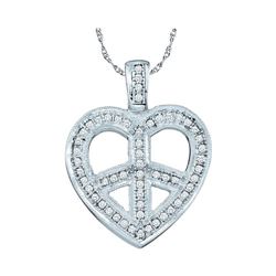0.15 CTW Diamond Heart Peace Sign Pendant 10KT White Gold - REF-20X9Y