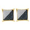 0.11 CTW Mens Blue Color Diamond Square Kite Cluster Earrings 10KT Yellow Gold - REF-8Y9X