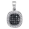 0.25 CTW Black Color Diamond Cluster Pendant 10KT White Gold - REF-14X9Y