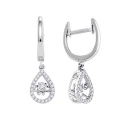 0.25 CTW Moving Twinkle Diamond Teardrop Dangle Earrings 10KT White Gold - REF-33N7F