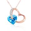 Genuine 4.6 ctw Blue Topaz & Diamond Necklace Jewelry 14KT Rose Gold - REF-50A7K