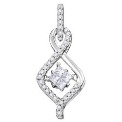 0.20 CTW Princess Diamond Moving Twinkle Teardrop Pendant 10KT White Gold - REF-24X2Y