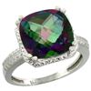 Natural 5.96 ctw Mystic-topaz & Diamond Engagement Ring 14K White Gold - REF-42F3N