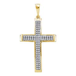0.20 CTW Diamond Medium Cross Pendant 10KT Yellow Gold - REF-19K4W