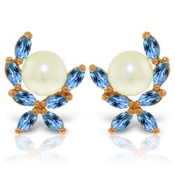 Genuine 3.25 ctw Blue Topaz Earrings Jewelry 14KT Rose Gold - REF-30T2A