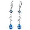 Genuine 3.97 ctw Blue Topaz & Diamond Earrings Jewelry 14KT White Gold - REF-44K9V