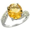 Natural 6.45 ctw citrine & Diamond Engagement Ring 14K White Gold - REF-54W3K