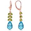 Genuine 11.20 ctw Blue Topaz & Peridot Earrings Jewelry 14KT Rose Gold - REF-56N2R