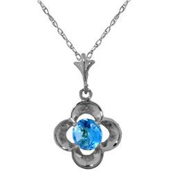 Genuine 0.55 ctw Blue Topaz Necklace Jewelry 14KT White Gold - REF-23N6R