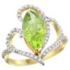 Image 1 : Natural 3.07 ctw Peridot & Diamond Engagement Ring 14K Yellow Gold - REF-77W4K