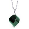Genuine 15.3 ctw Green Sapphire Corundum & Diamond Necklace Jewelry 14KT White Gold - REF-31K4V