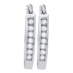 0.25 CTW Diamond Single Row Hoop Earrings 14KT White Gold - REF-30H2M