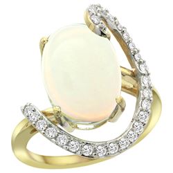 Natural 5.89 ctw Opal & Diamond Engagement Ring 14K Yellow Gold - REF-93A6V