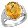 Image 1 : Natural 11.02 ctw Whisky-quartz & Diamond Engagement Ring 10K White Gold - REF-44G7M