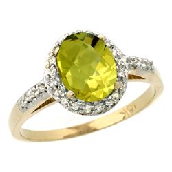 Natural 1.3 ctw Lemon-quartz & Diamond Engagement Ring 10K Yellow Gold - REF-25A5V