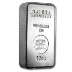 Genuine 10 oz 0.999 Fine Silver Bar - Geiger Security Series