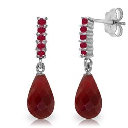 Genuine 7 ctw Ruby Earrings Jewelry 14KT White Gold - REF-32N3R