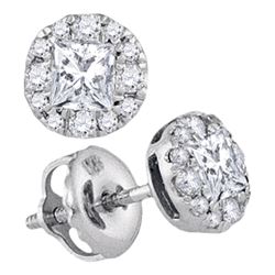 0.50 CTWPrincess Diamond Framed Screwback Stud Earrings 14KT White Gold - REF-59M9H