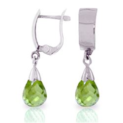 Genuine 2.5 ctw Peridot Earrings Jewelry 14KT White Gold - REF-22F3Z