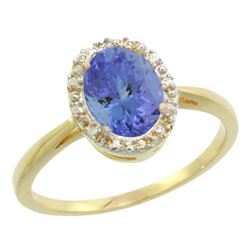 Natural 1.35 ctw Tanzanite & Diamond Engagement Ring 14K Yellow Gold - REF-49X8A