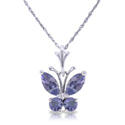 Genuine 0.60 ctw Tanzanite Necklace Jewelry 14KT White Gold - REF-27X5M