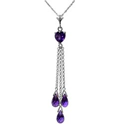 Genuine 4.75 ctw Amethyst Necklace Jewelry 14KT White Gold - REF-37T4A