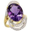 Image 1 : Natural 11.2 ctw amethyst & Diamond Engagement Ring 14K Yellow Gold - REF-95N8G