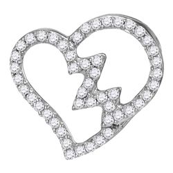 0.15 CTW Diamond Heartbeat Heart Outline Pendant 10KT White Gold - REF-9W7K