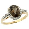 Image 1 : Natural 1.3 ctw Smoky-topaz & Diamond Engagement Ring 14K Yellow Gold - REF-32F2N