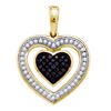 Image 1 : 0.20 CTW Black Color Diamond Framed Heart Pendant 10KT Yellow Gold - REF-19M4H