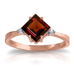 Genuine 1.77 ctw Garnet & Diamond Ring Jewelry 14KT Rose Gold - REF-28N8R